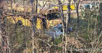 3 hospitalized in school bus crash off I-40 near Rock Quarry Road in Raleigh