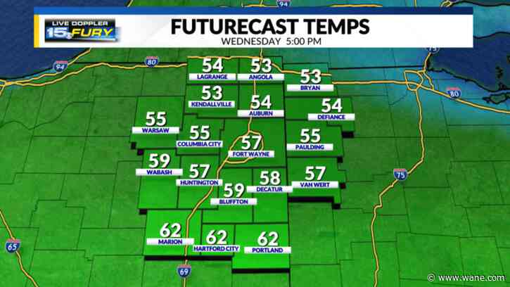 Cooler temperatures return to the area, with highs in the 50s