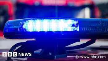 Firefighters tackle caravan blaze near major road