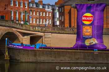 Walkers floats giant crisp packet on river to mark return of Worcester sauce flavour