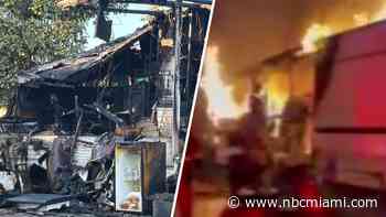 Man charged with arson after video shows intense fire that engulfed mobile home in Fort Lauderdale
