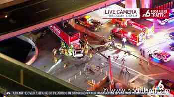 Crews work to rescue driver who rear-ended tractor-trailer on I-95 in Fort Lauderdale