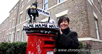 Newcastle fan's crocheted St James' Park post box topper returns to city after being stolen