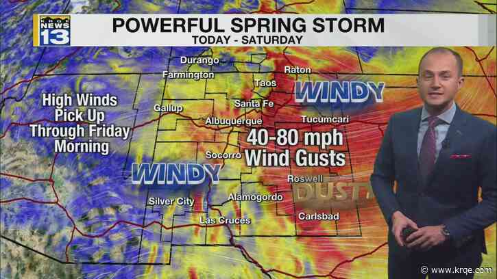 Stronger winds, snow, and rain move into New Mexico Thursday night