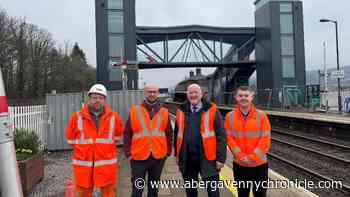 Abergavenny train station's new footbridge nears completion