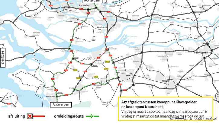 Werkzaamheden aan de A17, weg twee weekenden dicht