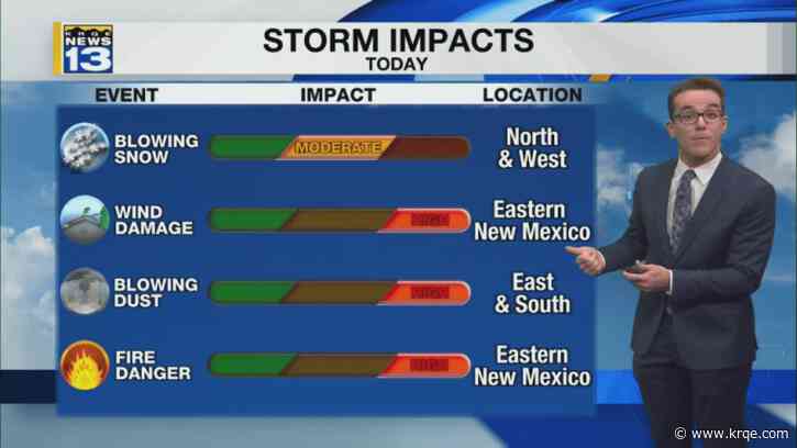 Storm system with strong winds, dust and cold air moves into New Mexico