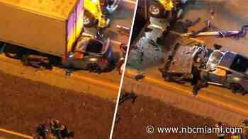 Car crashes into semi-truck on Florida's Turnpike in Miami Gardens