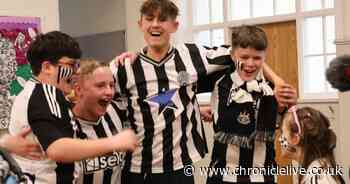 Newcastle school turns black and white in celebrations ahead of Carabao cup final