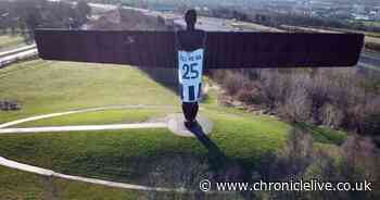 The Angel of the North dons Newcastle United shirt ahead of Carabao Cup Final at Wembley