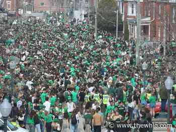 Thousands of students spill out onto Aberdeen Street during St. Patrick's Day celebrations