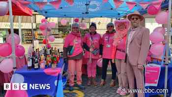 Town turned pink for cancer charity