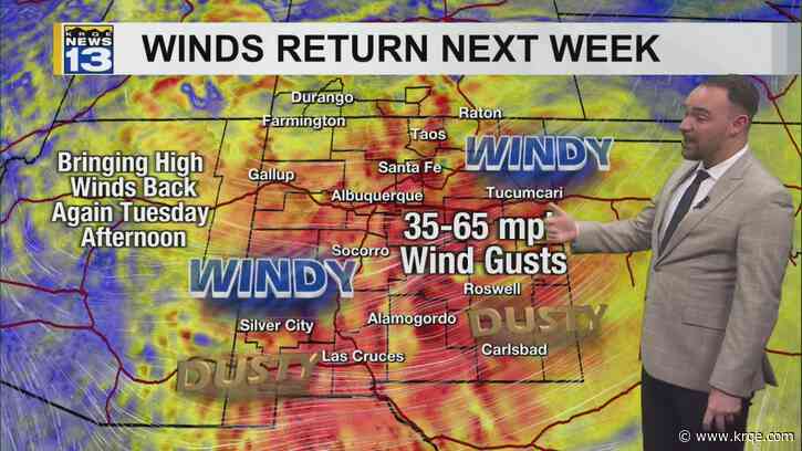 Calmer weather returns for Sunday