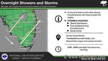 Few strong thunderstorms expected as cold front moves to South Florida