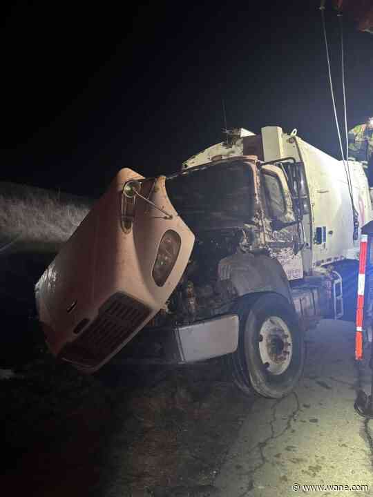 Garbage truck crashes into ditch on I-69 in DeKalb County