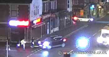 Horrifying moment car rams into pedestrians crossing Cardiff street