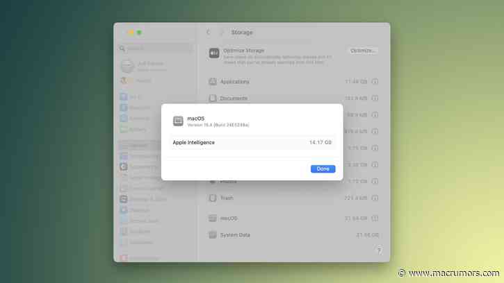 Apple No Longer Hiding Apple Intelligence Storage Space Info in macOS 15.4