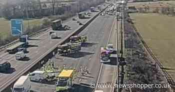 LIVE as M25 traffic STOPPED due to multi-vehicle crash causing severe delays