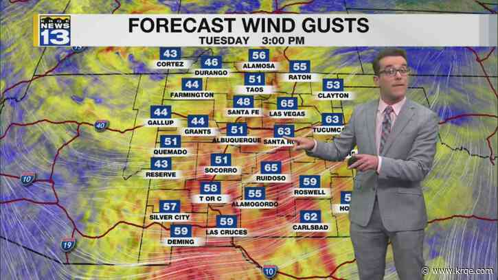 Windy across New Mexico with precipitation to the north