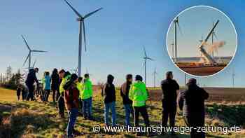Sprengung im Kreis Helmstedt: Windrad-Turm kracht zu Boden