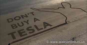 Welsh beach used for 'world's biggest anti-Elon Musk protest'