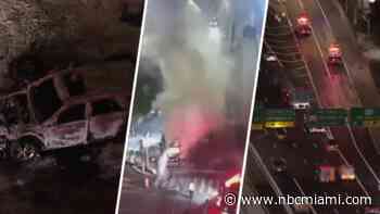 Car fire shuts down Palmetto Expressway exit ramp onto NW 103rd Street