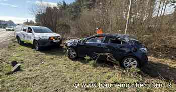 Driver's "lucky escape" after car comes off the A338