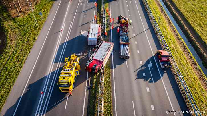 [UPDATE] Koeien dood na ernstig ongeval met vrachtwagen, snelweg urenlang volledig dicht
