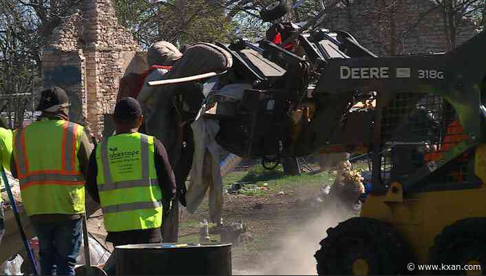 Bluff Springs homeless camp cleanup underway