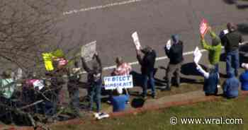 'We can't solve anything unless we talk:' Protesters gather as Tillis attends fundraising event