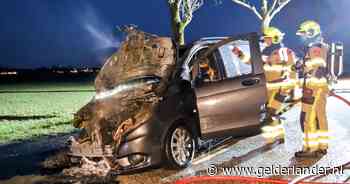 Bestelbus vliegt in brand