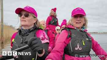 Presenter dragon boats with fellow cancer survivors