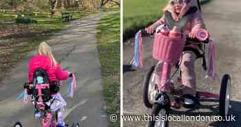 Inspirational Hornchurch three-year-old with cerebral palsy takes on 5km trike ride