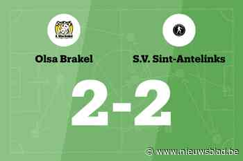 Olsa Brakel B speelt thuis gelijk tegen SV Sint-Antelinks