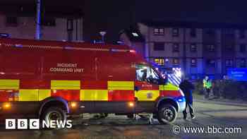 Crews rescue person from blaze at block of flats