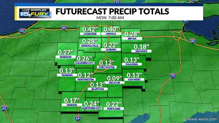 Cool with light rain on the way to end the weekend