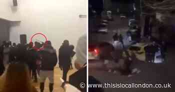 WATCH as party erupts into chaos as teens flee group with 'knives' in Elm Park
