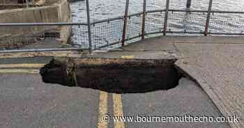 Sinkhole appears on a road in Sandbanks