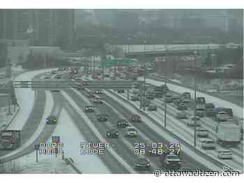 Ottawa weather: Drivers removed from cars in ditches as spring snow squall snarls morning commute