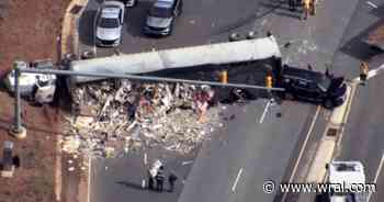 Tractor-trailer overturns on US 1 near Youngsville, spilling contents