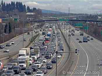 Traffic alert: Crash and police incident on Highway 1 in Burnaby