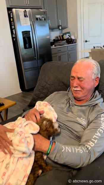 WATCH:  Family surprises dad with puppy after he loses his mom