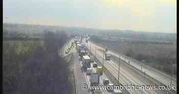 M11 crash blocks road near Cambridge