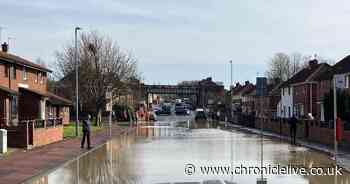 Gateshead road floods after burst water main leaves huge pool on Victoria Road