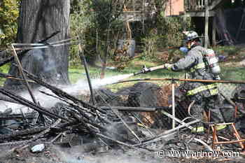 Shed fire near W-L ignites brush, prompts large ACFD response amid Red Flag Warning
