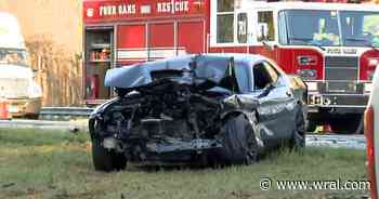 3-vehicle crash involving work trucks blocks I-95 near Four Oaks