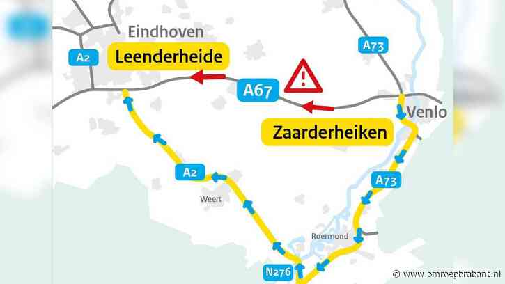 Flinke vertraging op de A67 na ongeluk met vrachtwagen, rijstrook dicht