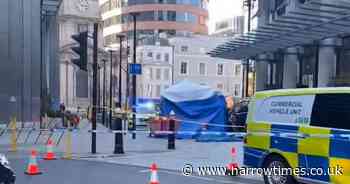 Major police cordon and tent set up near Liverpool Street