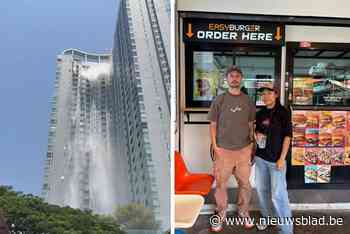 Tom (38) filmt hoe zwembad van hotel in Bangkok leegstroomt door aardbeving: “Mijn zaak bleef gelukkig ongedeerd”