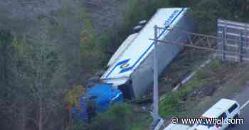 Tractor-trailer crash slows traffic on I-95 in Johnston County